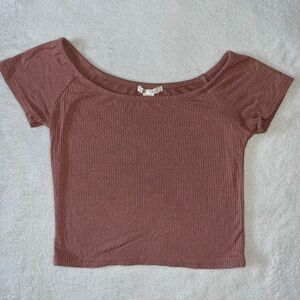 Bozzolo Dusty Rose Ribbed Crop Top